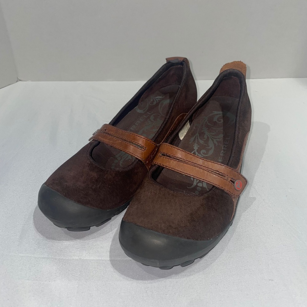 Merrell Plaza Emme Espresso Brown Suede Leather Mary Jane Flats J46498 Womens 7